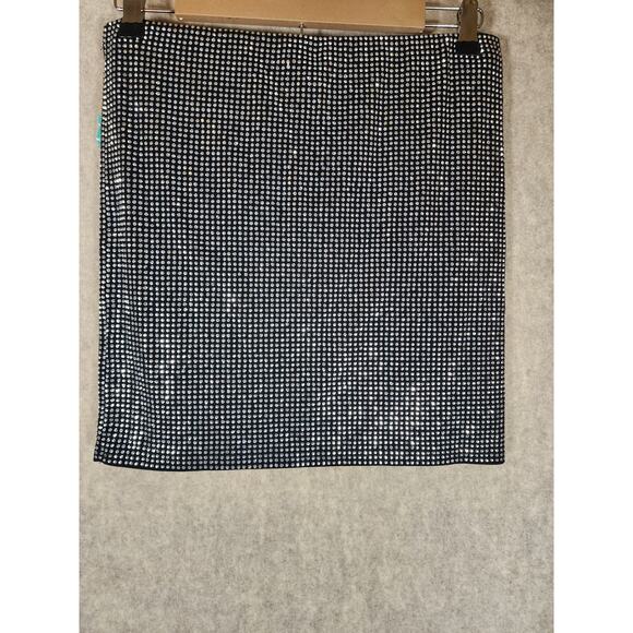 TRIPLE SEVEN Black NEW Diamond Knit Studded Sparkle Mini Skirt NWT SZ 30" waist - Picture 2 of 7